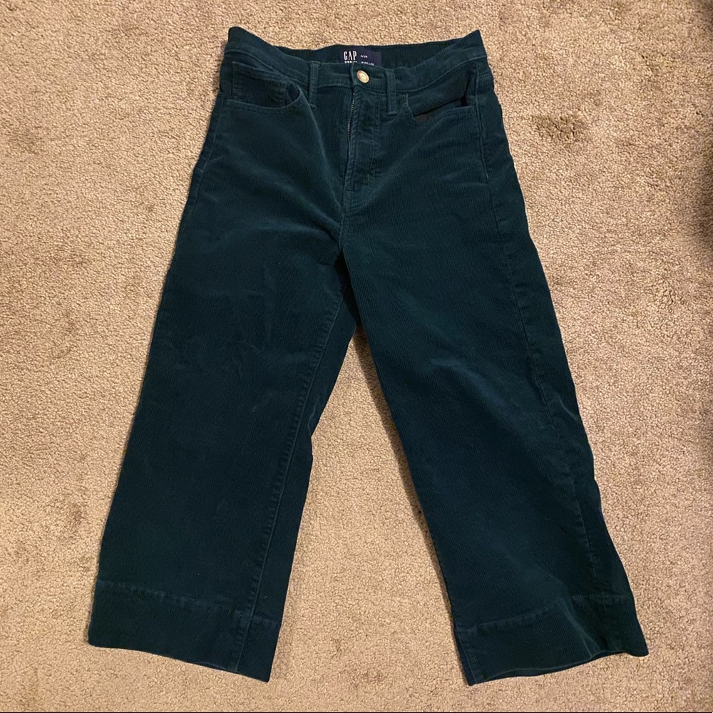 Gap • High Rise Wide-Leg Crop Cords • Tropic Green • Size 4/27 Petite